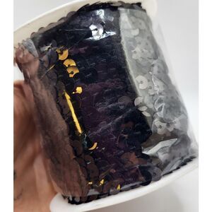 100 yards 6mm Diameter Flat Round Sequin Ribbon Sequins Black